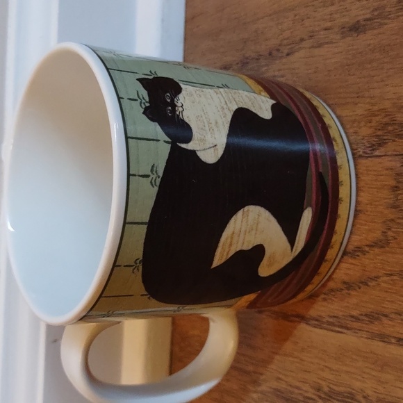 Warren Kimble Sakura Black and White Cat Coffee Mug - Picture 3 of 5